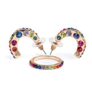 Oorbellen + ring set - Diamant (Great Pretenders)
