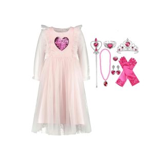 Elfjesjurk met vleugels + accessoires - Luxe feeën jurk - Roze
