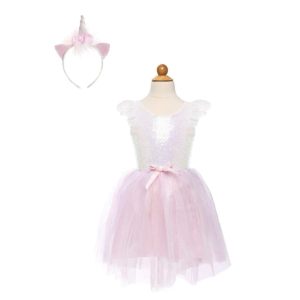 Unicorn jurk + haarband - Iridescent/Pink (Great Pretenders)