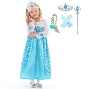 Sale - Prinsessenjurk + accessoires - Frozen Ijskoningin - Elsa - blauw