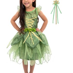 Little Adventures Tinkerbell - Elfjesjurk + toverstaf + kroon - 116/122 - L (5-7 jaar)