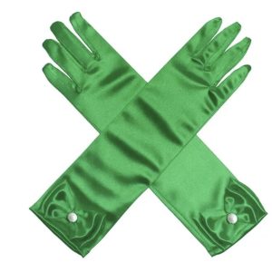 Satijnen handschoenen met strik - Groen (30cm)