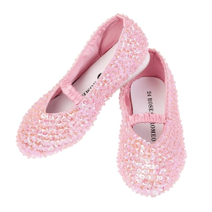 Ballerina schoenen Lily met pailletten - roze + kroon - 24