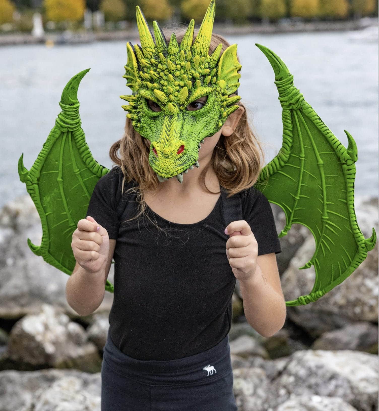 Great Pretenders – Draken masker – groen met vleugels