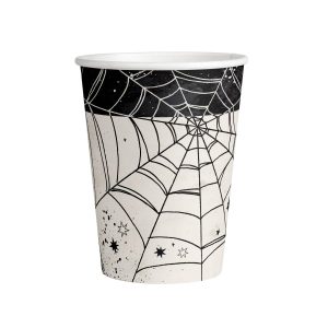 Halloween spinnenweb bekers - 8 stuks