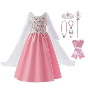 Roze prinsessenjurk- toverstaf, kroon