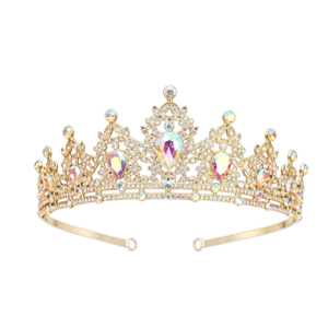 Tiara goud van Het Betere Merk met fonkelende kristallen, kleurrijke stenen en sierlijke gouden details