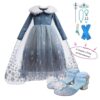 Frozen Elsa winterjurk prinsessenjurk blauw met prinsessenschoenen en prinsessenaccessoires